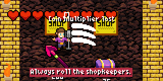 Banner for How Batty, showing a shopkeeper attacking a player, which is captioned "Always roll the shopkeepers."